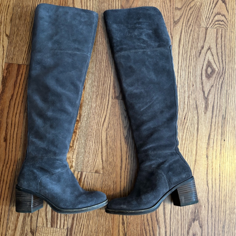Gray Suede knee high  Boots
